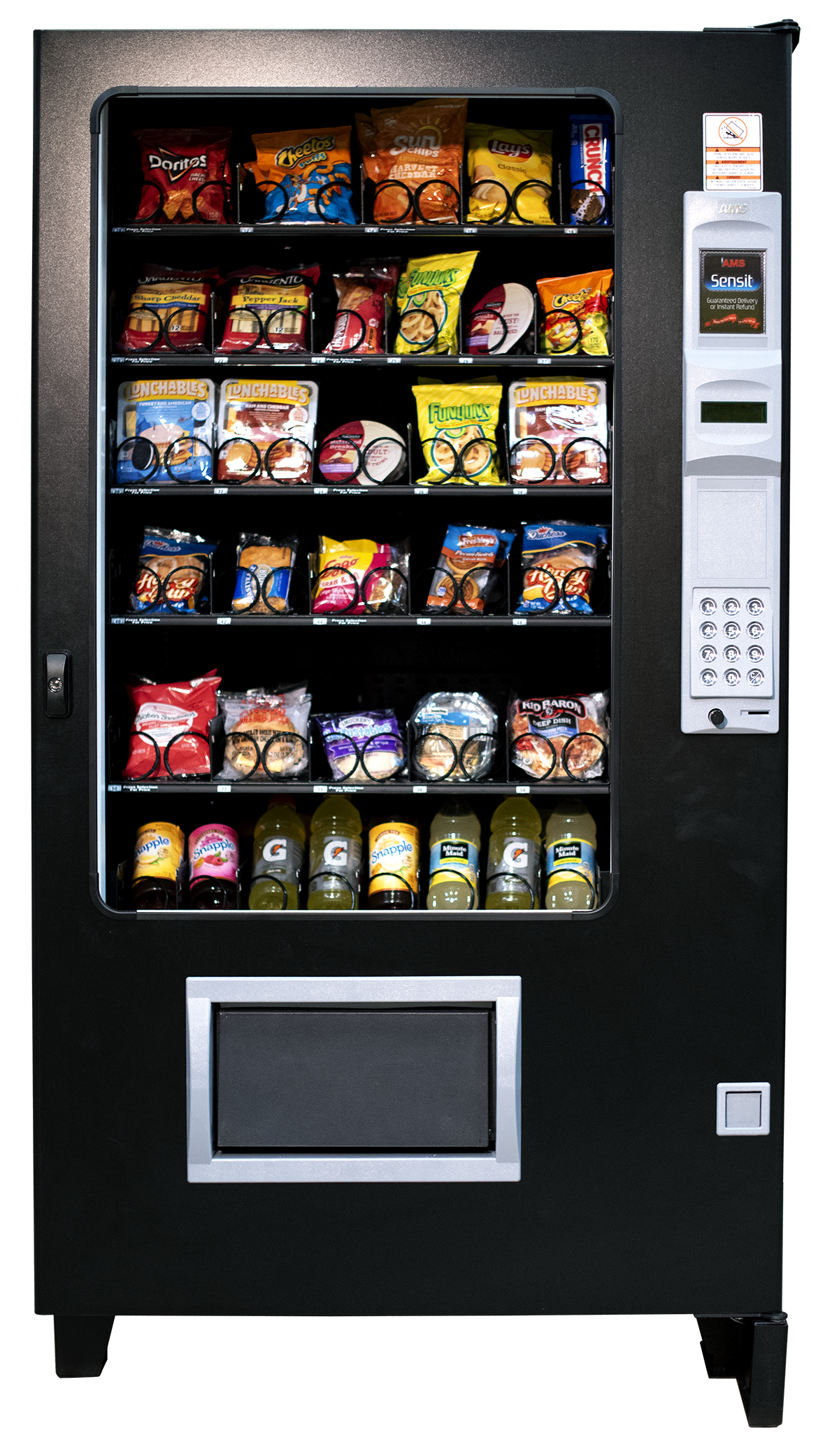 una máquina expendedora llena de comida
