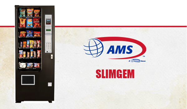 The AMS SlimGem Machine with the AMS red and black, and silver logo